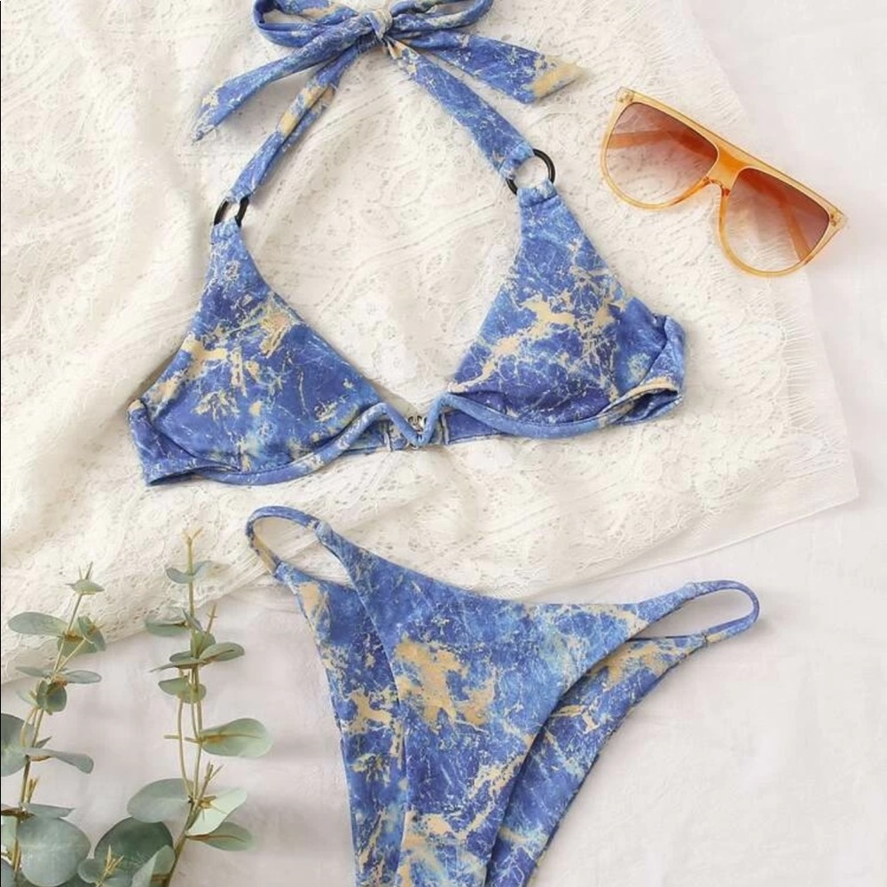 New xs marble blue bikini set - Picture 1 of 3